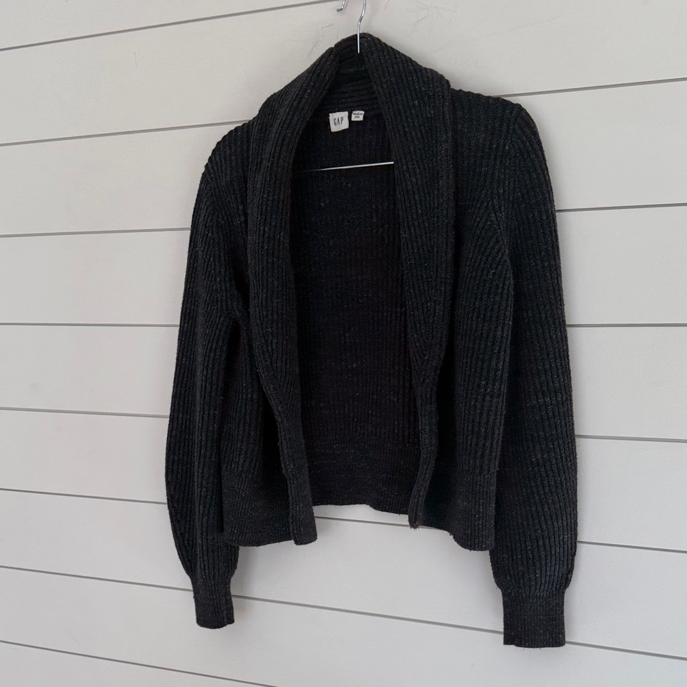 GAP Women's Charcoal Heather Shawl Collar Sweater Size Meduium